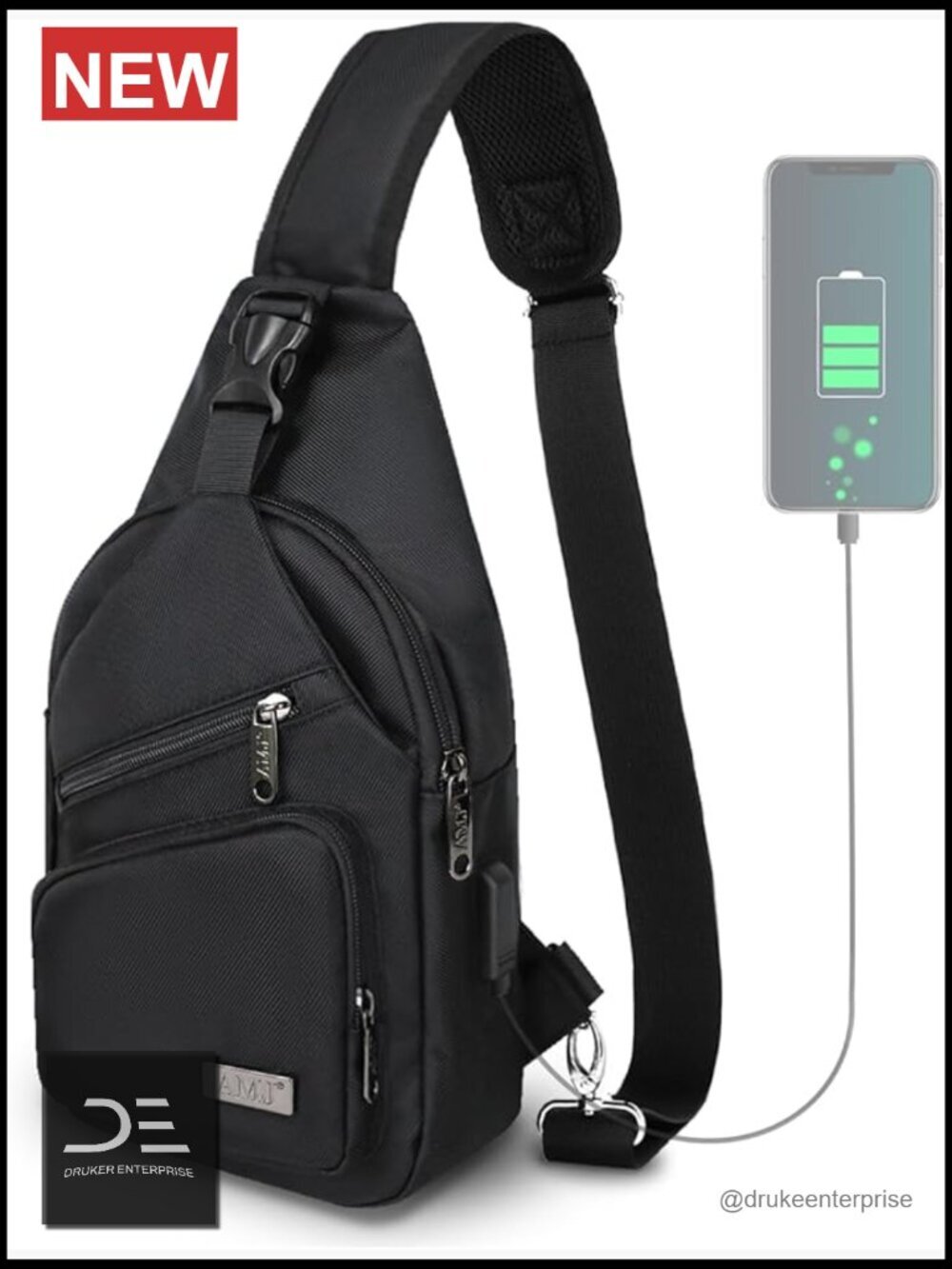 Nylon Crossbody Sling Bag Shoulder Backpack Chest Daypack for Travel Hiking
